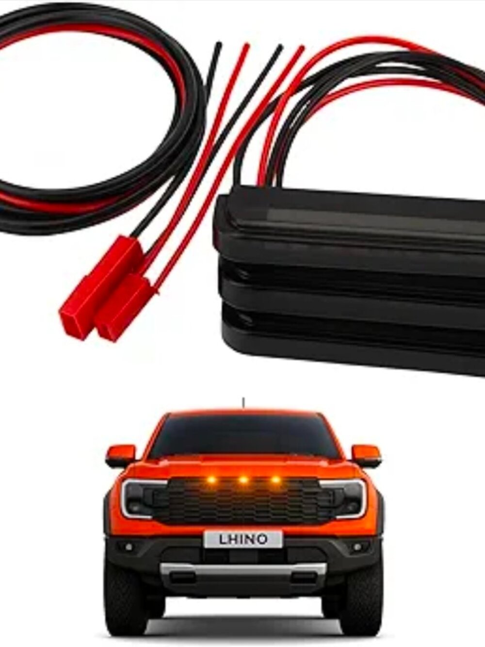 3pc White LED Front Grille Lights Compatible with 2022-2025 Ford Next-Gen Ranger